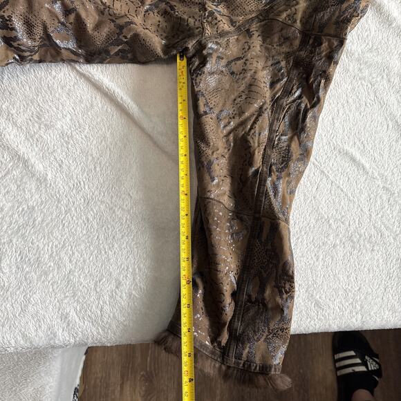 Vintage Talenti Italy Shearling Coat Brown Embossed Leather Fur Trim M-L - Picture 15 of 16